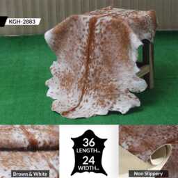 Brown & White Goat Skin Rug Natural Hide Throw - 36x24 Inches - thumbnail 3
