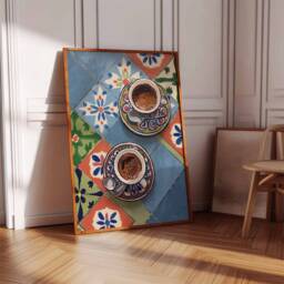 Coffee Poster, Middle Eastern Food Print, Kitchen Decor, Retro Art, Vintage & Drink Print - thumbnail 3