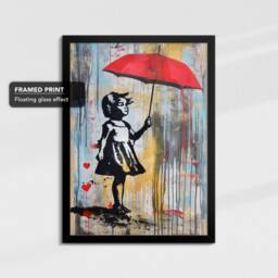 Banksy Umbrella Girl Graffiti Art Abstract Oil Painting Framed Poster Print & Canvas Wall Decor Bedroom Home Interior Gift - thumbnail 2