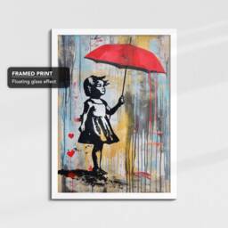 Banksy Umbrella Girl Graffiti Art Abstract Oil Painting Framed Poster Print & Canvas Wall Decor Bedroom Home Interior Gift - thumbnail 3