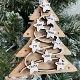 Personalised Family Name Christmas Tree Ornament, Custom 3 Layer Wooden Decoration, Hanging Decorations, Gifts - thumbnail 3