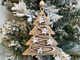 Personalised Family Name Christmas Tree Ornament, Custom 3 Layer Wooden Decoration, Hanging Decorations, Gifts