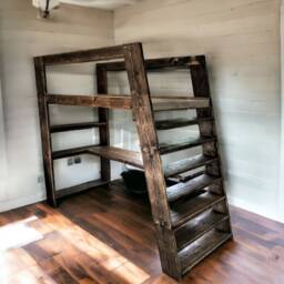 Bespoke Bunk Bed & Desk - Reclaimed Scaffold Board Wood, Sustainably Made - The Frome - thumbnail 3
