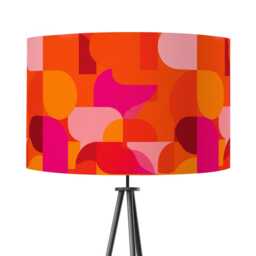 Lampshade Pink Orange Abstract Bright Mid Century Print Velvet - Drum Lamp Shade 25cm 30cm 35cm 40cm 45cm Table Lamp Ceiling Pendant - thumbnail 2