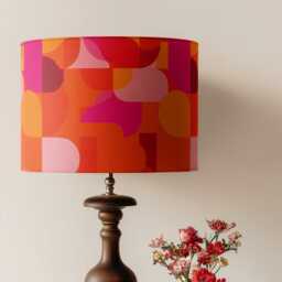 Lampshade Pink Orange Abstract Bright Mid Century Print Velvet - Drum Lamp Shade 25cm 30cm 35cm 40cm 45cm Table Lamp Ceiling Pendant