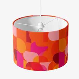 Lampshade Pink Orange Abstract Bright Mid Century Print Velvet - Drum Lamp Shade 25cm 30cm 35cm 40cm 45cm Table Lamp Ceiling Pendant - thumbnail 3