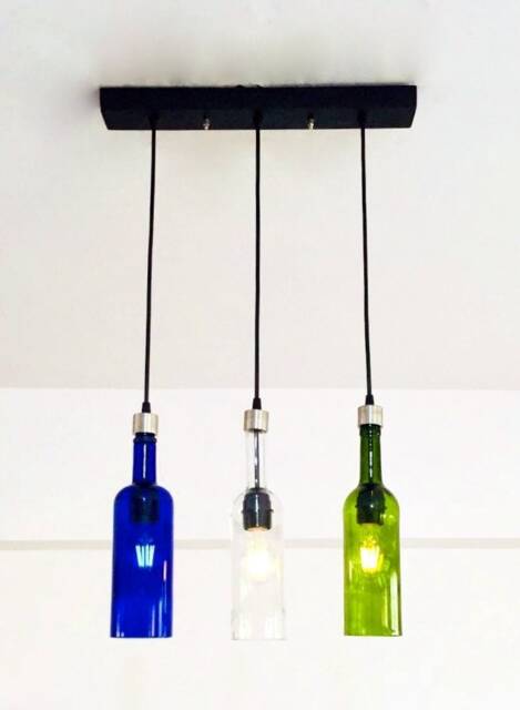 Multi Colour Wine Bottle Industrial Light Fixture - Chandelier Ceiling Lamp For Home, Restaurant & Bar Island - image 1