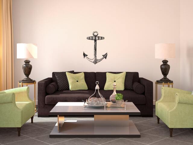 Vintage Anchor Wall Decal - Nautical Vinyl Art Stickers - image 1