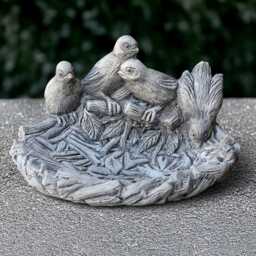 Stone Birds On Stand Cement Bird Sculpture With Base Garden Figurine Outdoor Decoration Handmade Ornament Bird Lover Gift - thumbnail 4