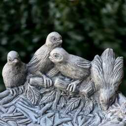 Stone Birds On Stand Cement Bird Sculpture With Base Garden Figurine Outdoor Decoration Handmade Ornament Bird Lover Gift - thumbnail 2