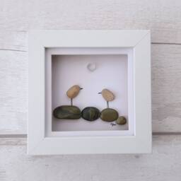 Pebble Art Love Birds, Unique Birthday Framed Gift, Valentines Day Gift For Her, Beach Scene Wall Art. Made To Order - thumbnail 2