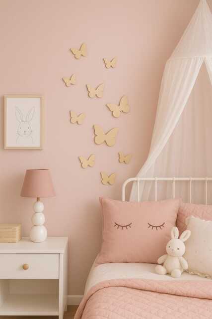 Wooden Butterflies - Boho Nursery Butterfly Decor Whimsical Bedroom Fairy Theme Wall Decal Stickers - image 1