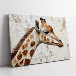 Minimalist Iconic Giraffe Abstract Oil Painting Style Wall Art, Framed Canvas Poster Print, Home Kitchen Office Room Decor, Gifts - thumbnail 2