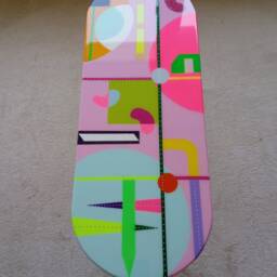 Oval Pink Resin Art Furniture, Colorful Epoxy Side Coffee Table - thumbnail 4