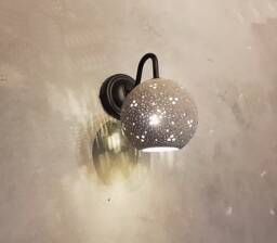 Grey Ceramic Wall Sconce Handmade Stucco Texture Lighting - thumbnail 1