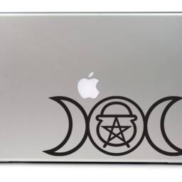 Witch Cauldron Wall Art, Triple Goddess Decal, Moon, Pagan Wiccan Sticker - thumbnail 3