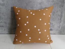 Camel Linen Pillow Cover With White Dots /Neutral Simple Sienna Brown Minimalist Decor Bedding Accent Decorative Throw Cushion Block Printed - thumbnail 1