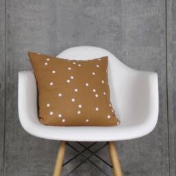 Camel Linen Pillow Cover With White Dots /Neutral Simple Sienna Brown Minimalist Decor Bedding Accent Decorative Throw Cushion Block Printed - thumbnail 2