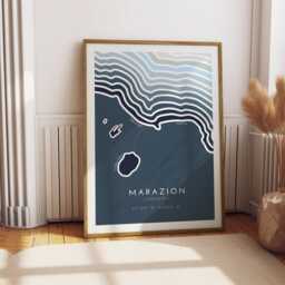 Marion Coastline Print Minimalist Coastal Wall Art, Modern Seascape Illustration, Beach Decor, Cornwall Print - thumbnail 3