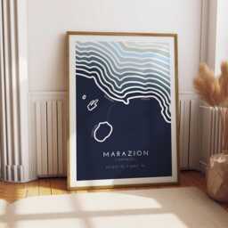 Marion Coastline Print Minimalist Coastal Wall Art, Modern Seascape Illustration, Beach Decor, Cornwall Print - thumbnail 1