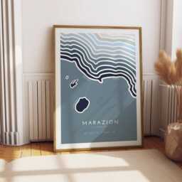 Marion Coastline Print Minimalist Coastal Wall Art, Modern Seascape Illustration, Beach Decor, Cornwall Print - thumbnail 2