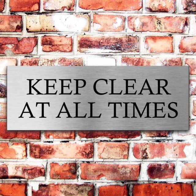 Brushed Silver Keep Gate Clear At All Times X 3 Sizes Aluminium Strong Double Sided Sticky Pads Easy To Fit