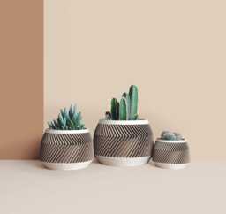 3D Printed Cactus, Succulent Planters, Interior Plant Pots, Mid Century Eco-Friendly Gift Idea For Home, Large Planter Pot - thumbnail 1