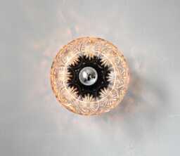 Pressed Glass Flush Mount Wall Sconce Lamp/Ceiling Lighting Fixture, Upcycled Vintage Clear Bowl Shade, Wire in Or Plug In, Bulb Included