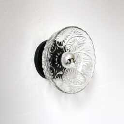 Pressed Glass Flush Mount Wall Sconce Lamp/Ceiling Lighting Fixture, Upcycled Vintage Clear Bowl Shade, Wire in Or Plug In, Bulb Included - thumbnail 3