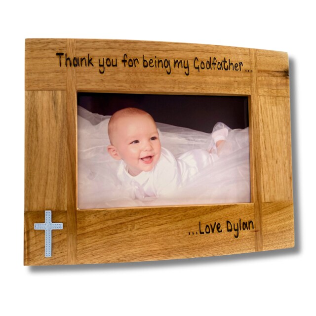 "Thank You For Being My Godfather/ Godmother/Godparent - Gift Personalised Solid Oak Photo Frame 6x4"", 7x5"" Or 10x8" - image 1