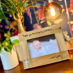 "Thank You For Being My Godfather/ Godmother/Godparent - Gift Personalised Solid Oak Photo Frame 6x4"", 7x5"" Or 10x8" - thumbnail 2