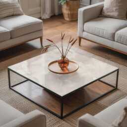 Marble Imitation Glass Table Top, Creamy Scandinavian-style Protective Top For Tables