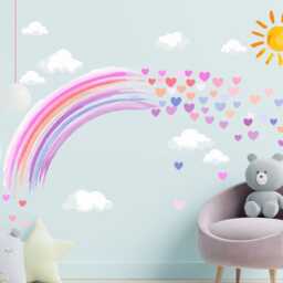Pastel Watercolour Rainbow Hearts & Sun Wall Stickers Nursery D??cor Decal - thumbnail 2