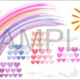 Pastel Watercolour Rainbow Hearts & Sun Wall Stickers Nursery D??cor Decal - thumbnail 3