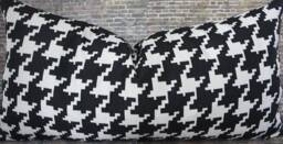Designer Pillow Cover, 12 X 16 Lumbar, Houndstooth Jacquard, Black - thumbnail 1