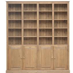 Solid Wood 4 Bay Library Bookcase With Doors, Traditional Bookshelf - thumbnail 3
