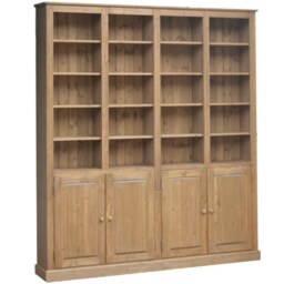 Solid Wood 4 Bay Library Bookcase With Doors, Traditional Bookshelf - thumbnail 2