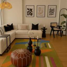 Handmade Moroccan Green Wool Rug Authentic Berber Design - thumbnail 2
