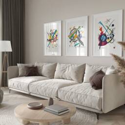 Set Of 3 Abstract Posters, Wassily Kandinsky Exhibition Prints, Minimalist Gallery Wall, Sound Paintings, Home Decor, Gift Idea, Digital Art - thumbnail 3