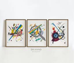 Set Of 3 Abstract Posters, Wassily Kandinsky Exhibition Prints, Minimalist Gallery Wall, Sound Paintings, Home Decor, Gift Idea, Digital Art - thumbnail 1