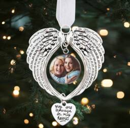 Photo Memorial Christmas Tree Charm Personalised Image Decoration - Angel Wings Ornament in Loving Memory Gift - thumbnail 1