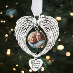 Photo Memorial Christmas Tree Charm Personalised Image Decoration - Angel Wings Ornament in Loving Memory Gift - thumbnail 2