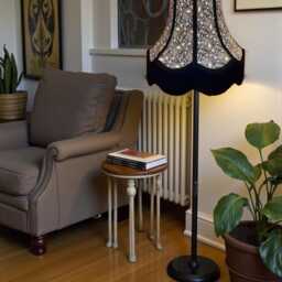 Handmade Black Paisley Print Fabric Floor Standard Lampshade Bedside Lamps Table Lamp Shades Candle Clip On Wall Lights Ceiling Pendants - thumbnail 2