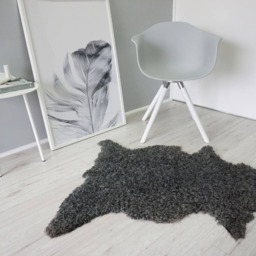 Genuine - Exclusive Swedish Gotland Sheepskin Rug Soft Curly Wool Natural Grey - Silver Ash Mix Sg 178 - thumbnail 2