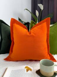 Velvet Orange Cushion Cover Oxford Style Flanged Pillow Covers 42 Colour Choices