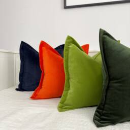 Velvet Orange Cushion Cover Oxford Style Flanged Pillow Covers 42 Colour Choices - thumbnail 3