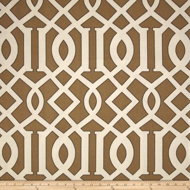 "Pair Of 50"" Rinaldi Kemble Fawn Or Tan & Natural Trellis Panels, Drapes, Curtains - 50x63"" 50x84"" 50x96"" 50x108" - image 1