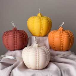 Large Autumn Pumpkin Candle - Hand Poured Soy Wax, Halloween Decor - thumbnail 1