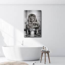 Tempered Glass Wall Art-Wall DecorGlass Printing-Large Hangings-Wild Animal Art - Toilet Lion Art - thumbnail 3