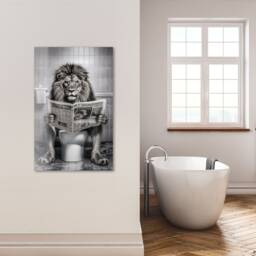 Tempered Glass Wall Art-Wall DecorGlass Printing-Large Hangings-Wild Animal Art - Toilet Lion Art - thumbnail 2